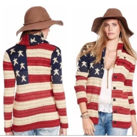 Ralph Lauren Denim & Supply American Flag Sweater Cardigan size Medium - Picture 2 of 16